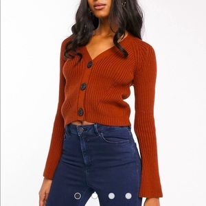 ASOS DESIGN cropped boyfriend cardigan in rib.